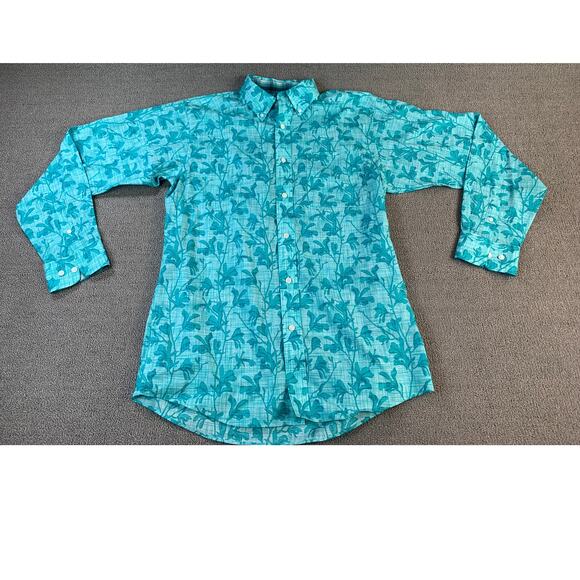 Ariat Button Down Shirt Fitted Blue Tropical Print Rodeo Western Size Large - Picture 1 of 8